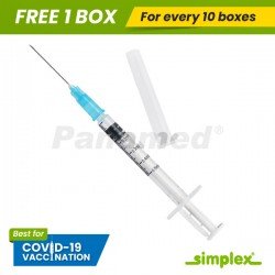 Simplex Auto Disable Syringe, w/ Needle, 0.3cc-0.5cc, G-23x1 (100's)